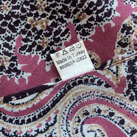 Vakko, Wool 💯 %, rectangular shawl, paisley scarf, maroon, burgundy - Picture 3 of 4